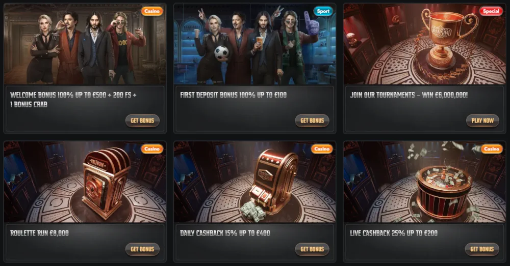 Gransino üdvözlőcsomag és kaszinótorna promóciós csempék.